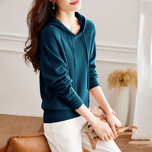 Shexi (Srcr) pure wool sweater autumn and winter all wool hooded sweater 100% wool urban casual sweater sweater