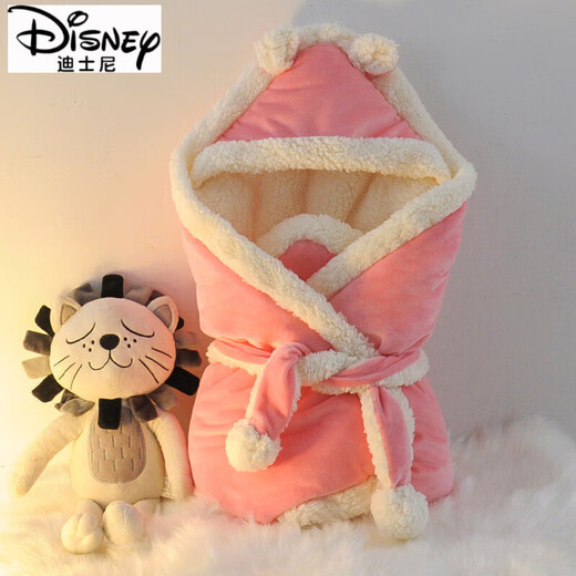 Disney (Disney) Newborn Baby Autumn and Winter Thickened Newborn Blanket Winter Thickened Outing Warm Baby Anti-jumping Swaddle Bag Blue (Crystal Velvet Warm Blanket) 80x80cm