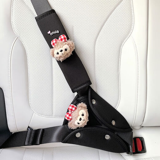 Yusenyi Car Child Safety Belt Shoulder Cover Cute Anti-Strangle Neck Protector Protects Baby Car Adjustable Fixed Cute Bear Anti-Strangle Neck Belly Protector Set