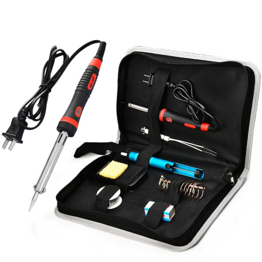 Ganchun 60W electric soldering iron set electric Luo iron external heating constant temperature household electronic repair welding artifact tool belt rosin solder wire heating core solder absorber soldering iron stand 60w upgraded black diamond style seven-piece set + with storage tool bag