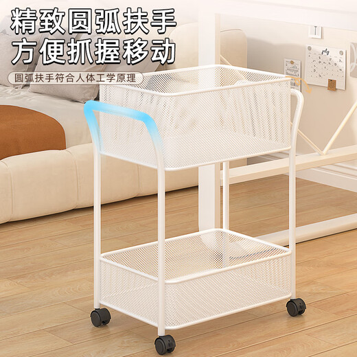 XAOIMI student bag book storage rack office under desk storage bookshelf with wheels floor-standing desk bag storage artifact white two-layer with pulleys (bold frame)
