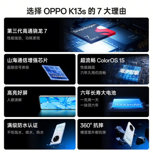 OPPO K13s 8GB+256GB 超能白 第三代高通骁龙 7 处理器 超流畅ColorOS 15 5G 学生智能 全新上市手机