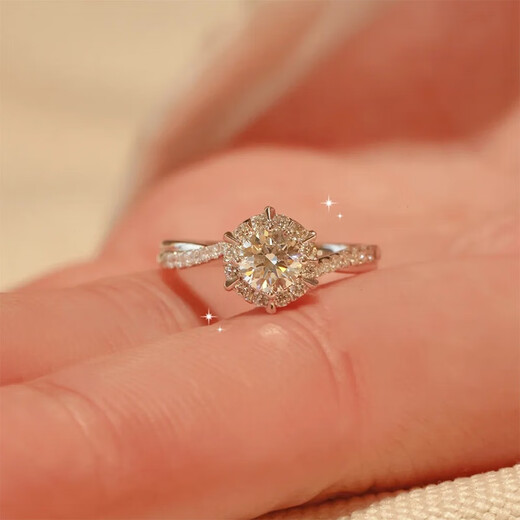 Pt950 platinum moissanite diamond ring for women platinum niche design six claws 50 points proposal engagement wedding gift main diamond 50 points size 19 finger circumference 59mm light luxury style