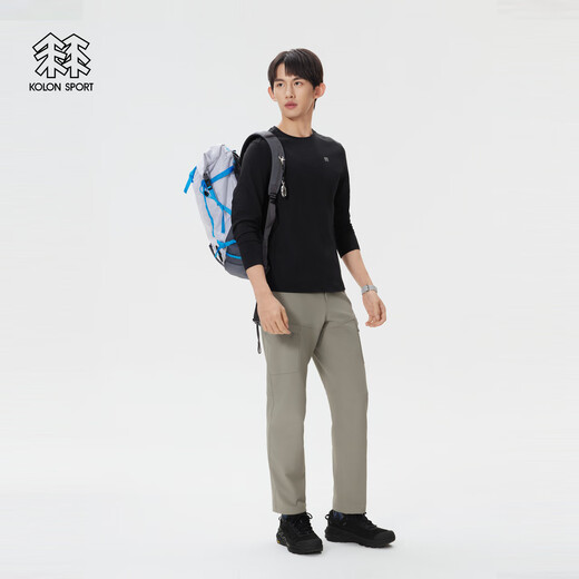 KOLON SPORT/Kolon outdoor casual clothing men's sun protection UPF50+ micro-brushed round neck long-sleeved T-shirt LHRT5AN043-BK black XL 180/100A