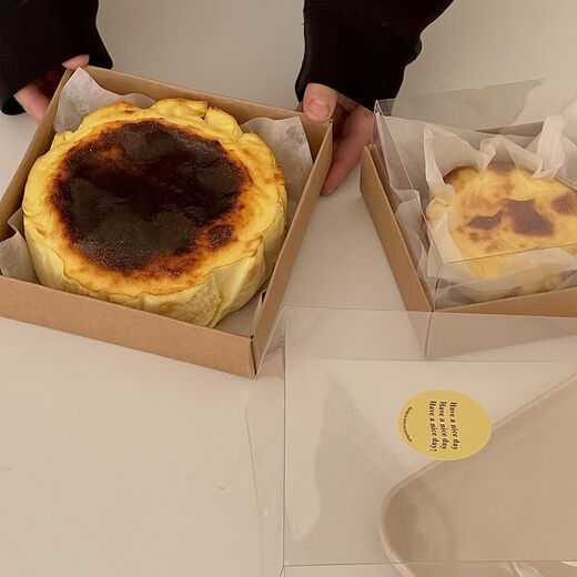 NAOISKEY Korean 4-inch 6-inch Basque cheesecake box light cheese pastry packaging packaging box baking oil paper tray 5 pieces 6-inch white--cake box