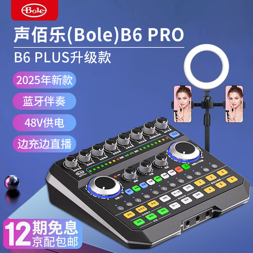 声佰乐（Bole） B6 PRO手机直播设备全套抖音快手主播声卡套装电脑话筒麦克风唱歌话筒手机k歌b6plus升级款 B6 Pro声卡(不含麦克风)