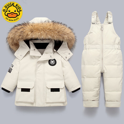 G.DUCKKIDS Men's and Women's Baby Winter Clothing Baby White Duck Down Thick Warm Jacket Outdoor Windproof Children's Overalls Set 802 Red 100 Suitable Height 90-100cm Age 3-4 Years Old 32-40