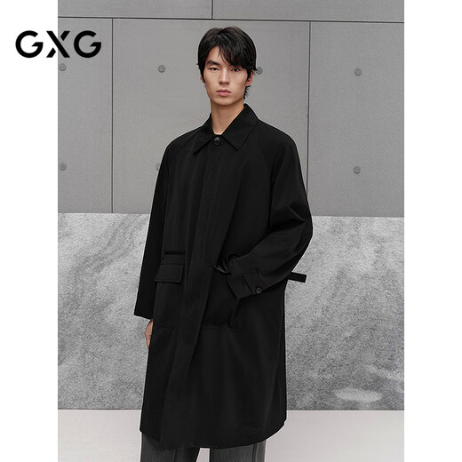 GXG men's black silhouette long windbreaker jacket G25X083006 black M