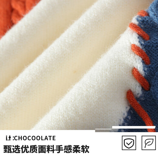 CHOCOOLATE it splicing design knitted sweater for men in autumn American fashion brand comfortable round neck sweater jacket green L recommended 120-135 Jin Jin equals 0.5 kg