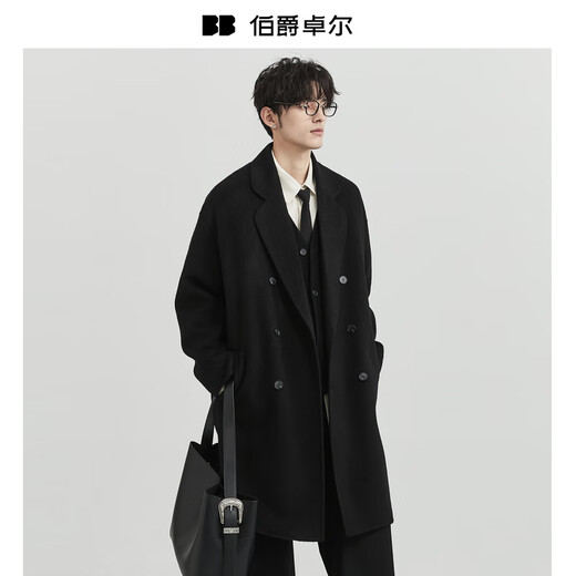 Earl Zall Cashmere Wool Blended Mid-Length Double-sided Wool Coat Men's 2025 Autumn and Winter New Jacket P541523 Chocolate Fudge XL (180)