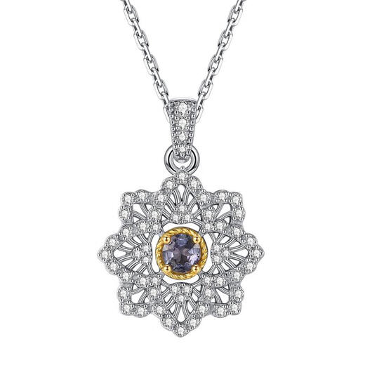 Lescroft antique lace four-leaf clover necklace sterling silver micro-paved tanzanite clavicle infused with natural gemstones that cannot avoid impurities