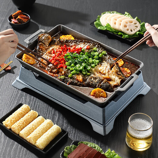 Thickened grilled fish stove alcohol non-stick pan grilled fish plate oven fish detection paper wrapped fish ancient tripod grilled fish stove dry boiler plate stove 42.29cm extra large ancient tripod grilled fish stove