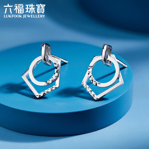 Lukfook Jewelry Platinum 950 geometric platinum earrings, earrings, earrings for women, price approx. 2.43 grams