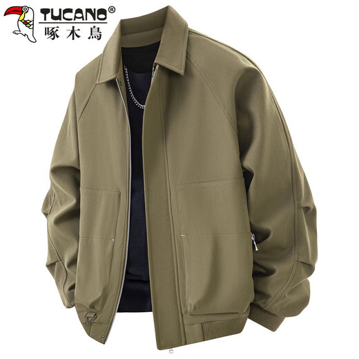 Woodpecker (TUCANO) coat men's autumn and winter lapel jacket men's loose casual trendy American tops men's green brown XL