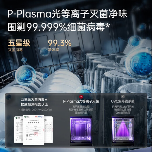 Yidunpu dishwasher built-in household 17 sets of true three-layer large-capacity five-arm cleaning 120 four-membrane hot air drying five-star disinfection first-level water efficiency EDC-D2 independent embedded dual-use丨80 high-temperature washing丨light plasma sterilization