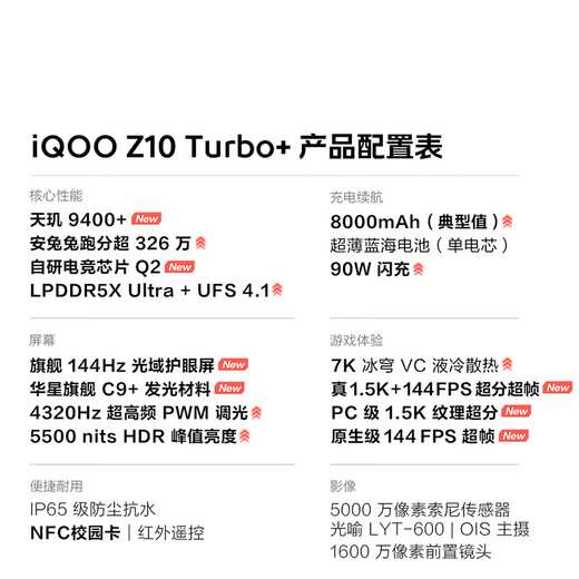Vivo iQOO Z10 Turbo+ 12GB+256GB Polar Gray Dimensity 9400+ Flagship Core 8000mAh Ultra-Thin Blue Ocean Battery National Subsidy E-Sports Phone