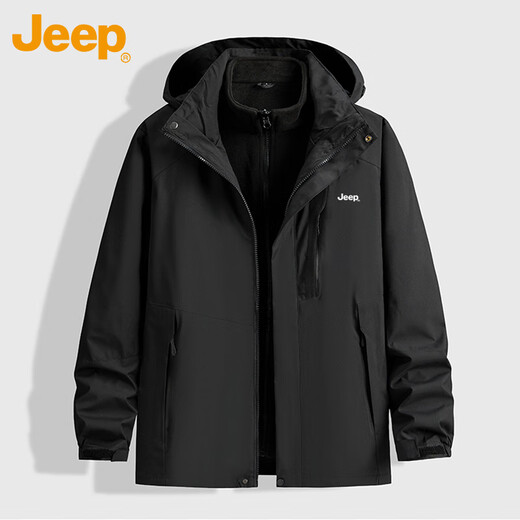 Jeep (JEEP) jacket men's autumn and winter three-in-one assault top warm and windproof outdoor mountaineering jacket for men Tibetan orchid 3XL