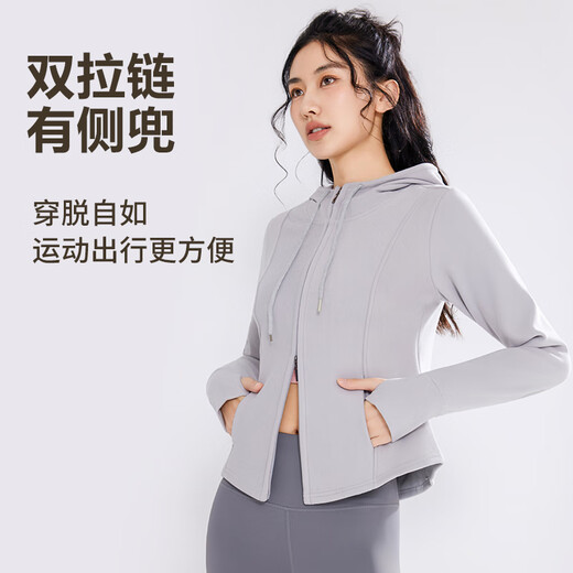 VICTORIATOURIST Sports Jacket Yoga Wear Women's Top Double Zipper Pilates Fitness Clothing Running Training Sportswear Black L