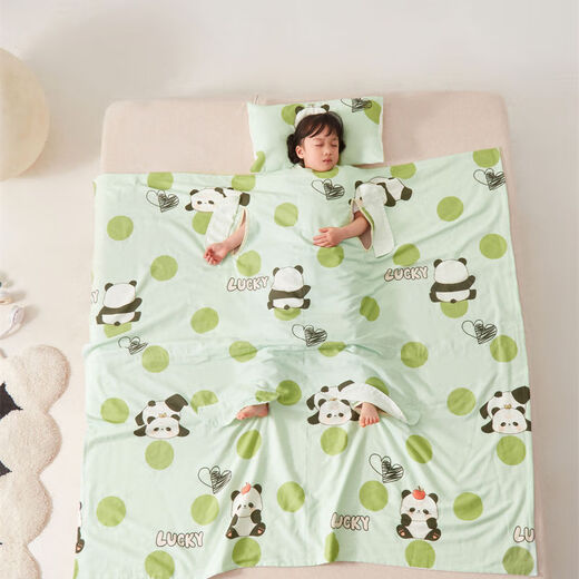 Class A cotton gauze belly protection anti-kick sleeping bag baby nap blanket baby summer quilt pure cotton anti-kick quilt Mengqu Zoo 120*150 4 layers of gauze