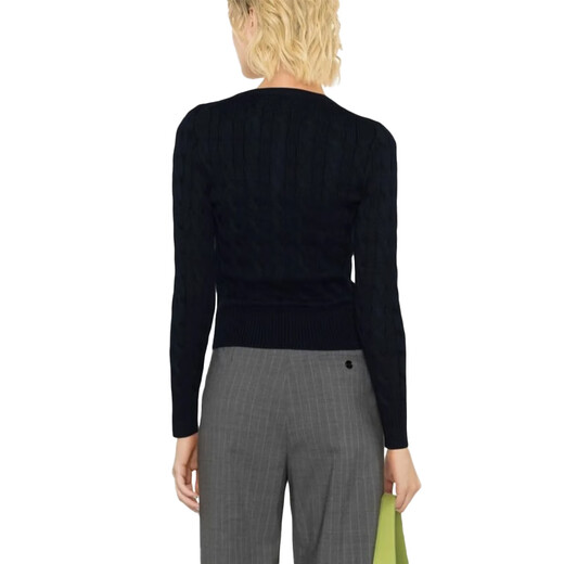 Ralph Lauren women's new early spring women's trendy loose version casual sports long-sleeved knitted cardigan navy blue L