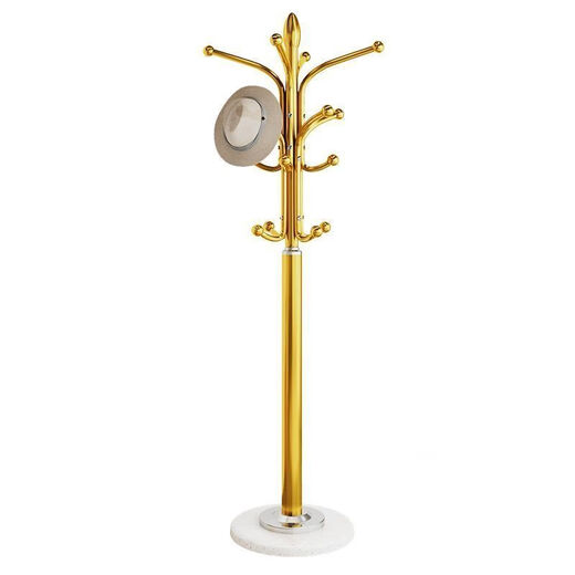 Fantasy European light luxury coat rack marble floor-standing clothes hanger bedroom living room iron simple vertical hanging bag ancient brown thickened marble chassis load-bearing 120 Jin Jin equals 0.5 kg 10-year warranty Big promotion now 00 07 19