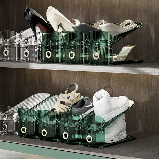 Yusenyi shoe storage artifact, space-saving, double-layer shoe bracket, shoe cabinet, layered partition, shoe storage box, transparent shoe box, 20-pack of transparent silver, 20-pack of transparent silver