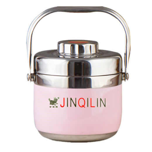 Jin Qilin double-layer stainless steel lunch box insulated pot and insulated bucket color insulated lunch box student lunch box 6 Nordic colors 14L free tableware