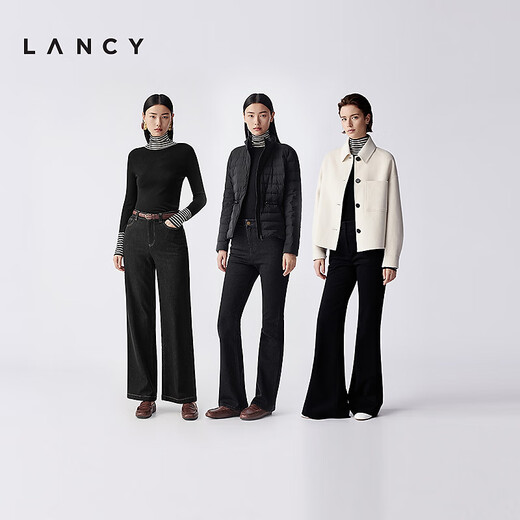LANCY wool cashmere new winter versatile striped turtleneck slim knitted bottoming shirt for women black 2XL