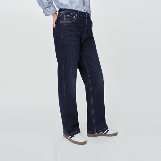 Lee25 autumn and winter new product 429 standard straight leg brushed dark blue women's warm jeans dark blue 26