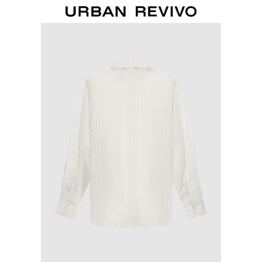 UR2026 Spring new women's temperament commuting lapel pinstripe cardigan shirt UWM250136 off-white stripes (loose) M