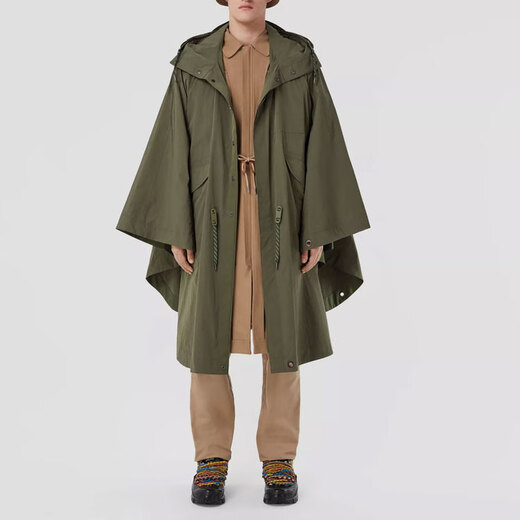 BURBERRY New Year's gift Burberry FW22 solid color single-breasted loose hooded long-sleeved windbreaker men's green green L