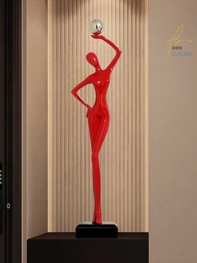 ZOCI入户玄关摆件竖高人物雕塑入户玄关细高装饰人物壁龛瘦长客厅旁 宝石红号83高