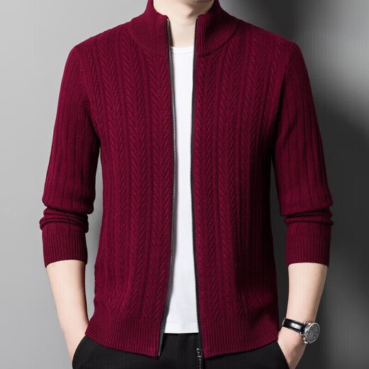 XJSGS international high-end brand cardigan men's spring and autumn new twist stand collar light luxury sweater cardigan jacket high-end pure gray spot speed 3XL recommended 170-185Jin Jin equals 0.5 kg