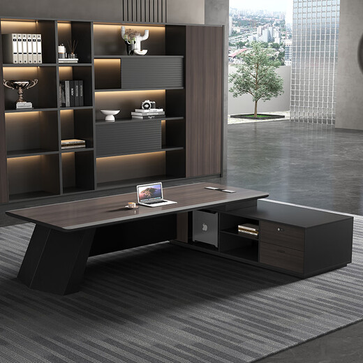 Henghan boss desk comfortable and high-end office manager desk and chair combination simple modern executive desk furniture desktop rounded corner standard 2.0 meter boss desk