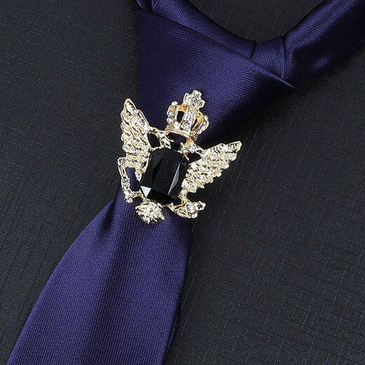 Huansen Clip de col en strass pour hommes haut de gamme, costume rétro, cerceau de cravate décontracté, chemise d'affaires, boucle de cravate ovale en or champagne, cerceau de cravate avec pierres précieuses + noix de cajou rouges et bleues faites à la main