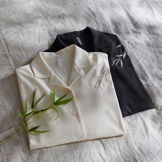 Calamela men's home wear set knitted cotton long-sleeved pajamas for women to wear outside 2025 new couple pajamas