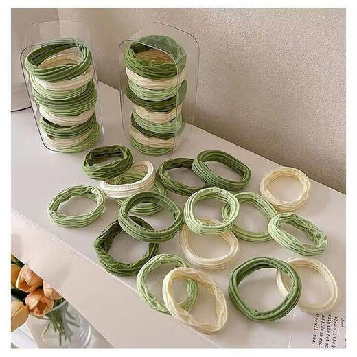 SAHANE Saha high ponytail hair tie hair tie does not hurt the hair rope rubber band simple high elasticity and durable leather set hair accessories matcha green mix and match 20 pieces