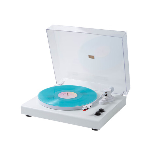 YEARS STAY Vinyl record player, retro Bluetooth audio speaker, old-fashioned gramophone all-in-one wooden color glue portable multi-functional music album disc gift, white wood grain, high-fidelity lossless sound quality + ambient light turntable + free record stylus