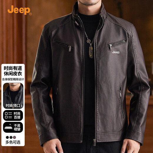 JEEP leather jacket men's spring and autumn windproof wear-resistant trendy loose casual lapel functional leather jacket men 2025 new style