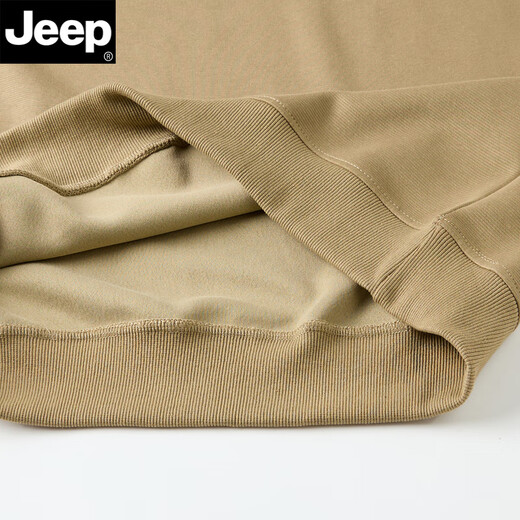 JEEP sweatshirt men's autumn new round neck casual bottoming shirt cotton skin-friendly solid color Henry collar T-shirt with dark green XL
