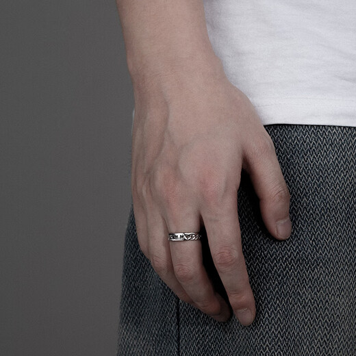 MZMZ platinum ring for men with English letters PT950 platinum decorative single ring plain ring Valentine's Day birthday gift for boyfriend light luxury model - self-disciplined streamer ring for men