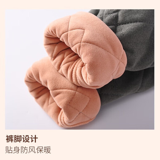 马克华菲（MARK FAIRWHALE）男女童棉服校服神器冬季内搭中大童棉裤加绒加厚儿童冬 纯色深灰 160