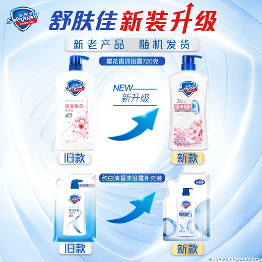 Safeguard Healthy Purifying Shower Gel Cherry Blossom Fragrance 720g Shower Lotion for Men and Women, New and Old Packaging Randomly