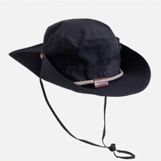 Children's sun protection hiking hat sunshade boys and girls large brim outdoor anti-UV denim fisherman sun hat black