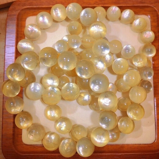 Wanke Natural Golden Dragon Mica Gold Lepidolite Yellow Grandmother Crystal Bracelet Crystal Gemstone Mother's Day Gift for Men and Women Collection Grade Gold Lepidolite 9mm