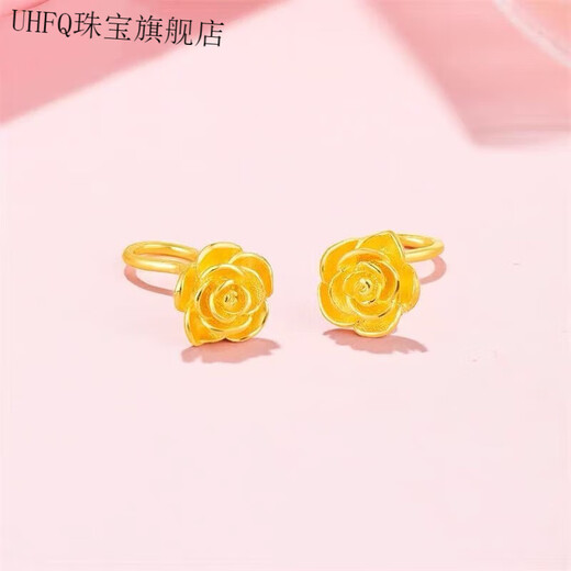 UHFQ old phoenix earrings, sweet curved hook earrings, rose flower versatile earrings for mother, national beauty, heavenly fragrance, charming - rose gold 8.88g, limited quantity, Lukfook Jewelry Direct Sales