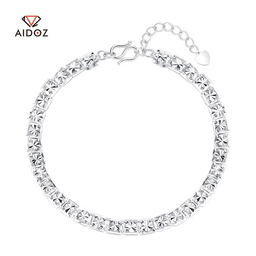 Aido Diamond pt950 platinum wide square square rice bracelet for women platinum imitation diamond cut super shiny weight 7.89 grams length 16+2cm width about 4mm