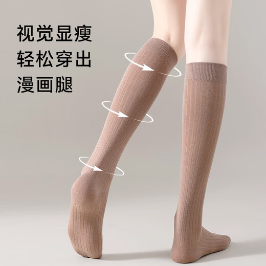 猫人白色过膝袜女春秋堆堆小腿棉袜秋冬保暖显瘦日系长筒大腿长腿袜子 【过膝袜-约50cm】白色 均码 -1双装