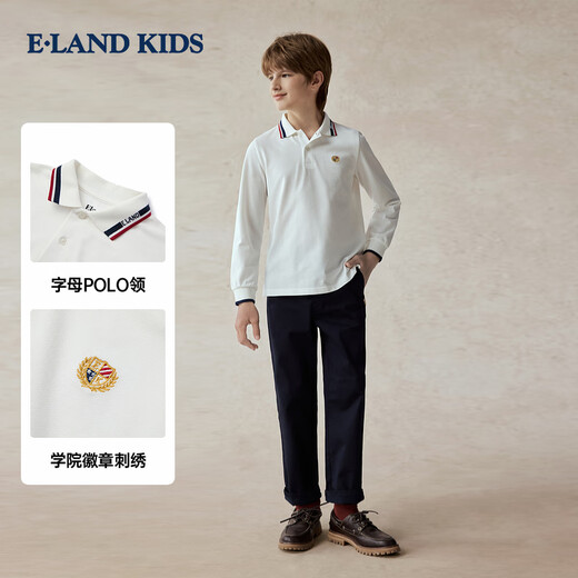 E LAND KIDS antibacterial children's clothing boys' T-shirt new casual embroidered POLO shirt Navy/59 170