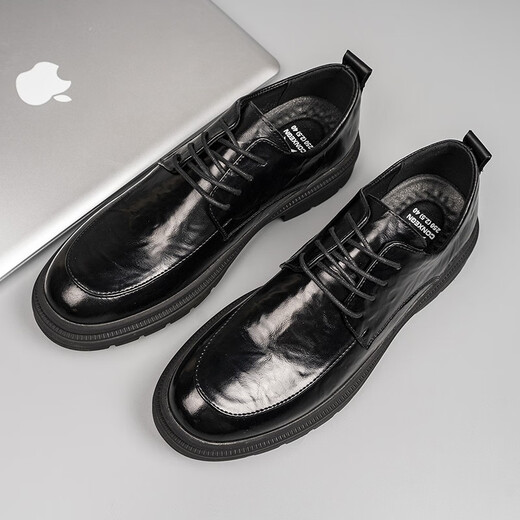 XO leather shoes for men, cowhide, 2025 autumn and winter formal business men's shoes, lace-up derby shoes, suit shoes, black 42